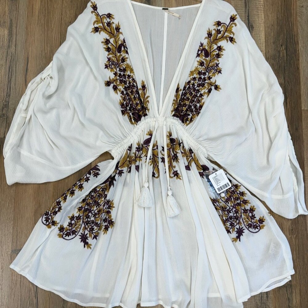 Free People Lightweight White Swim Cover-Up w. Tie Waist